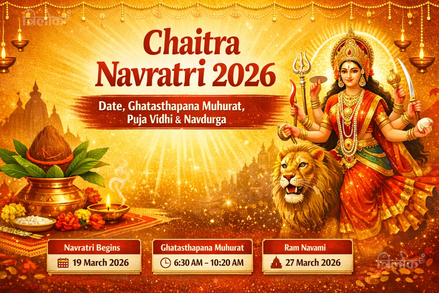 Chaitra Navratri 2026: Date, Ghatasthapana Muhurat, Puja Vidhi & Navdurga